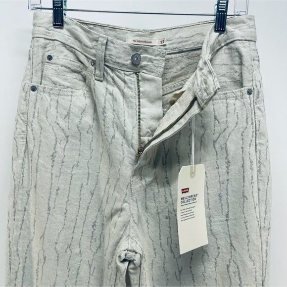 LEVI'S WELLTHREAD® '70S Jeans 27x31 Women's High Rise Straight Leg Beige NEW - Picture 11 of 13